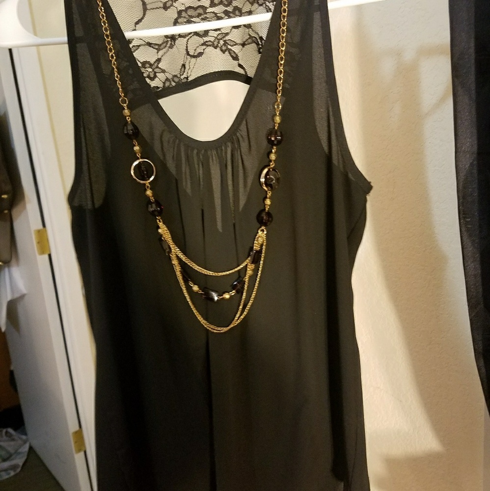 Black top with necklace